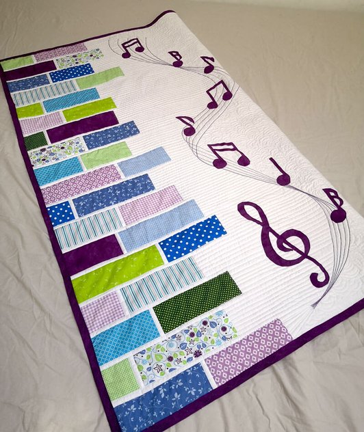 SOund of Music quilt stave and music notes